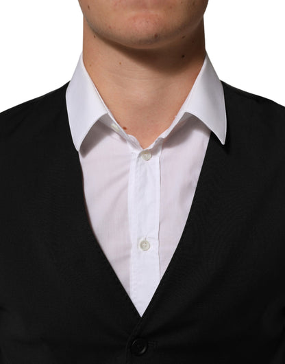 Dolce & Gabbana Men's Polyester Viscose Wool Vest - Black