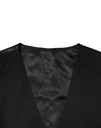 Dolce & Gabbana Men's Polyester Viscose Wool Vest - Black