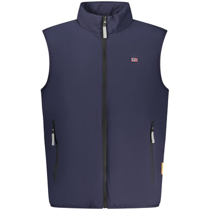 Vest by Norway 1963 for men in stretch polyester blue showcases a dynamic silhouette, perfectly balancing pockets with a dynamic for a sophisticated, high-fashion look.