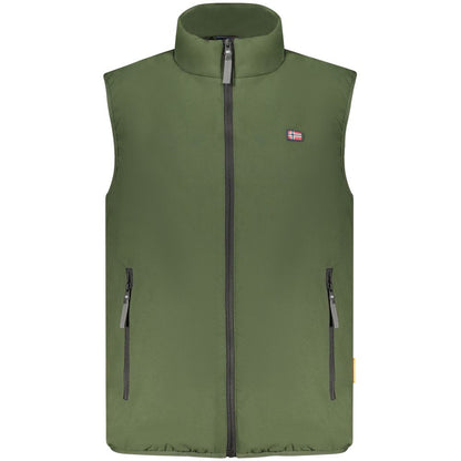 Vest by Norway 1963 for men in polyester green showcases a dynamic silhouette, perfectly balancing pockets with a dynamic for a sophisticated, high-fashion look.