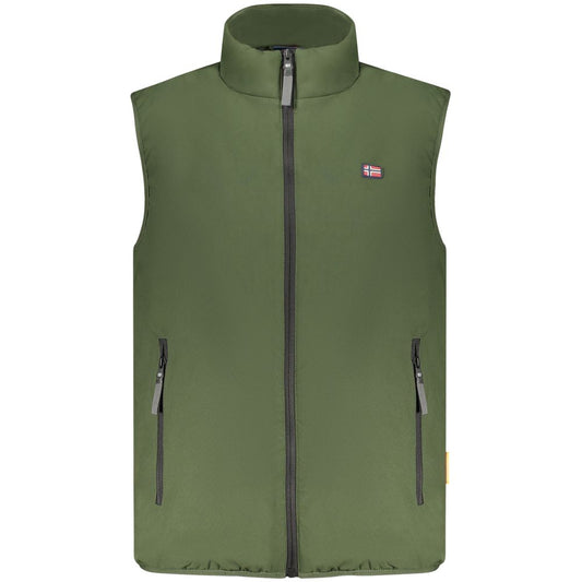 Vest by Norway 1963 for men in polyester green showcases a dynamic silhouette, perfectly balancing pockets with a dynamic for a sophisticated, high-fashion look.