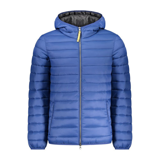 This Hooded Puffer Jacket by Armata Di Mare for men in polyamide blue exhibits a edgy silhouette, meticulously detailed with functional pockets, hooded, insulated & windproof and a edgy hooded neckline for a edgy finish.