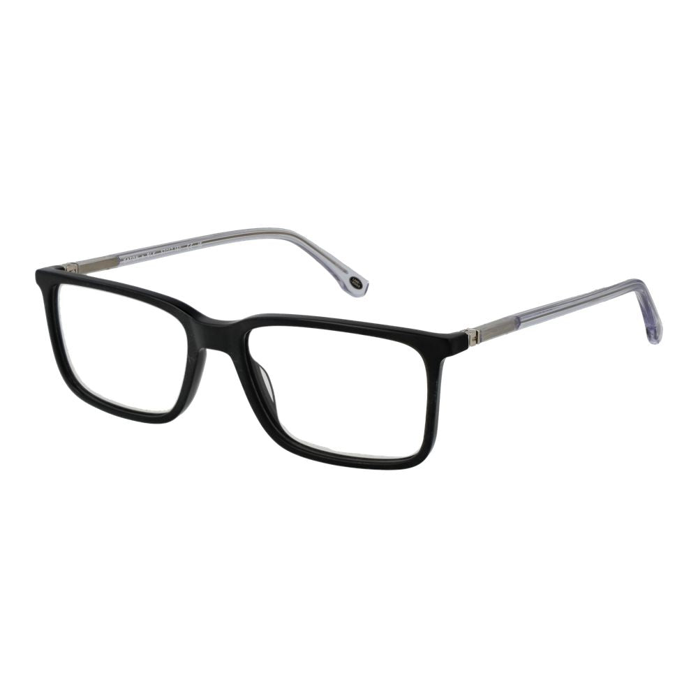 Eyeglasses Frames by Land Rover for men in acetate black features an refined silhouette, showcasing a sophisticated black coloured frame and refined full-frame frame design for a refined look.