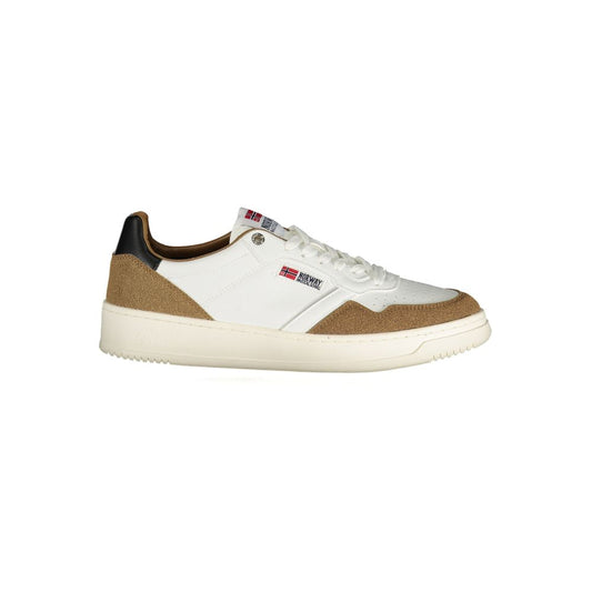 Athletic Sneakers by Norway 1963 for men in polyester & polyethylene white features an stately silhouette, showcasing the signature athletic style of the Men's Athletic Polyester & Polyethylene Sneakers collection with a truly stately finish.