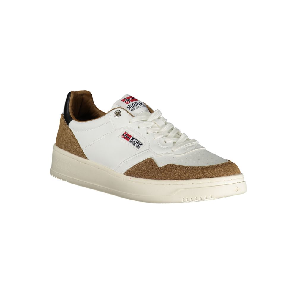 Athletic Sneakers by Norway 1963 for men in polyester & polyethylene white presents a sleek silhouette, perfectly capturing the athletic style essence of Men's Athletic Polyester & Polyethylene Sneakers with its sleek design and premium finish.