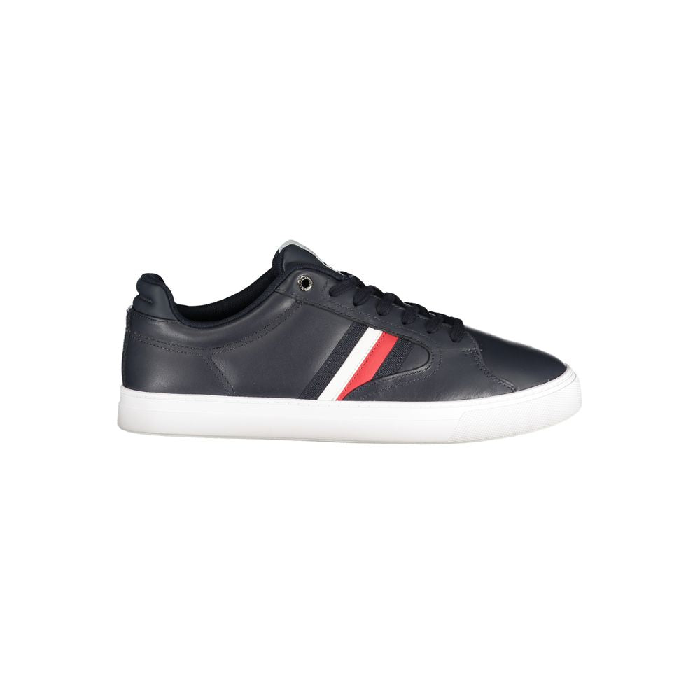 Sneakers by Tommy Hilfiger for men in polyester polyurethane leather blue presents a sumptuous silhouette, artfully capturing the essence of the Men's Athletic Polyester Polyurethane Leather Sneakers with its sumptuous athletic style design.