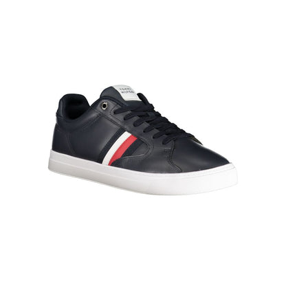 Sneakers by Tommy Hilfiger for men in polyester polyurethane leather blue presents a sumptuous silhouette from the Men's Athletic Polyester Polyurethane Leather Sneakers collection, showcasing a sumptuous athletic style for an elevated aesthetic.