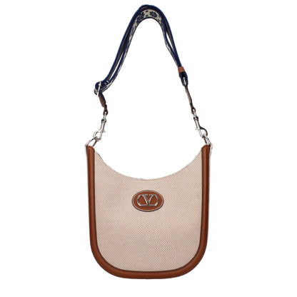 Valentino Garavani Fabric Crossbody Messenger Bag - Beige