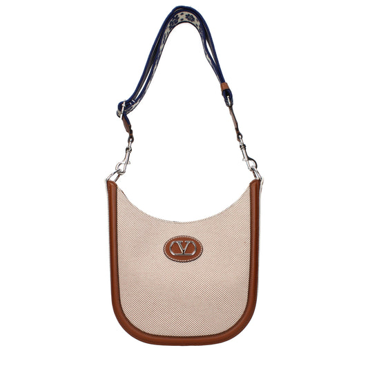Valentino Garavani Fabric Crossbody Messenger Bag - Beige