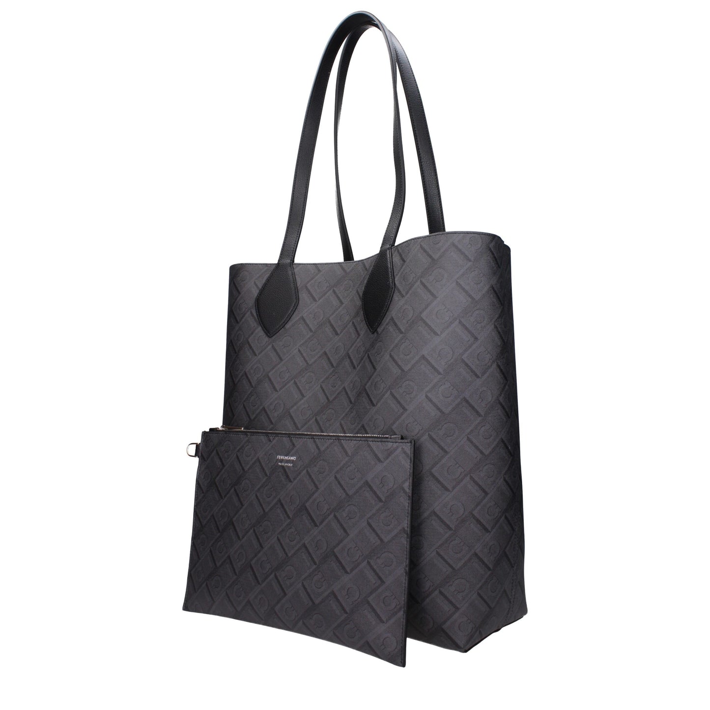 Shoulder Clutch Bag by Salvatore Ferragamo for men in leather black & print features a effortless sophistication silhouette, secured by a with ample and versatile shoulder-strap for a effortless sophistication finish.