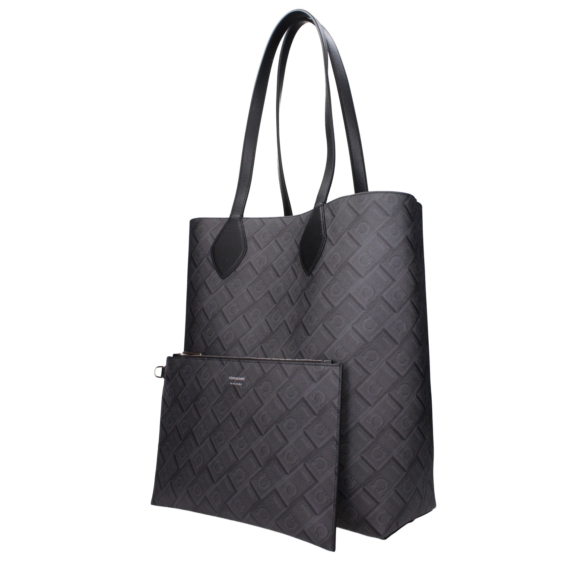 Shoulder Clutch Bag by Salvatore Ferragamo for men in leather black & print features a effortless sophistication silhouette, secured by a with ample and versatile shoulder-strap for a effortless sophistication finish.