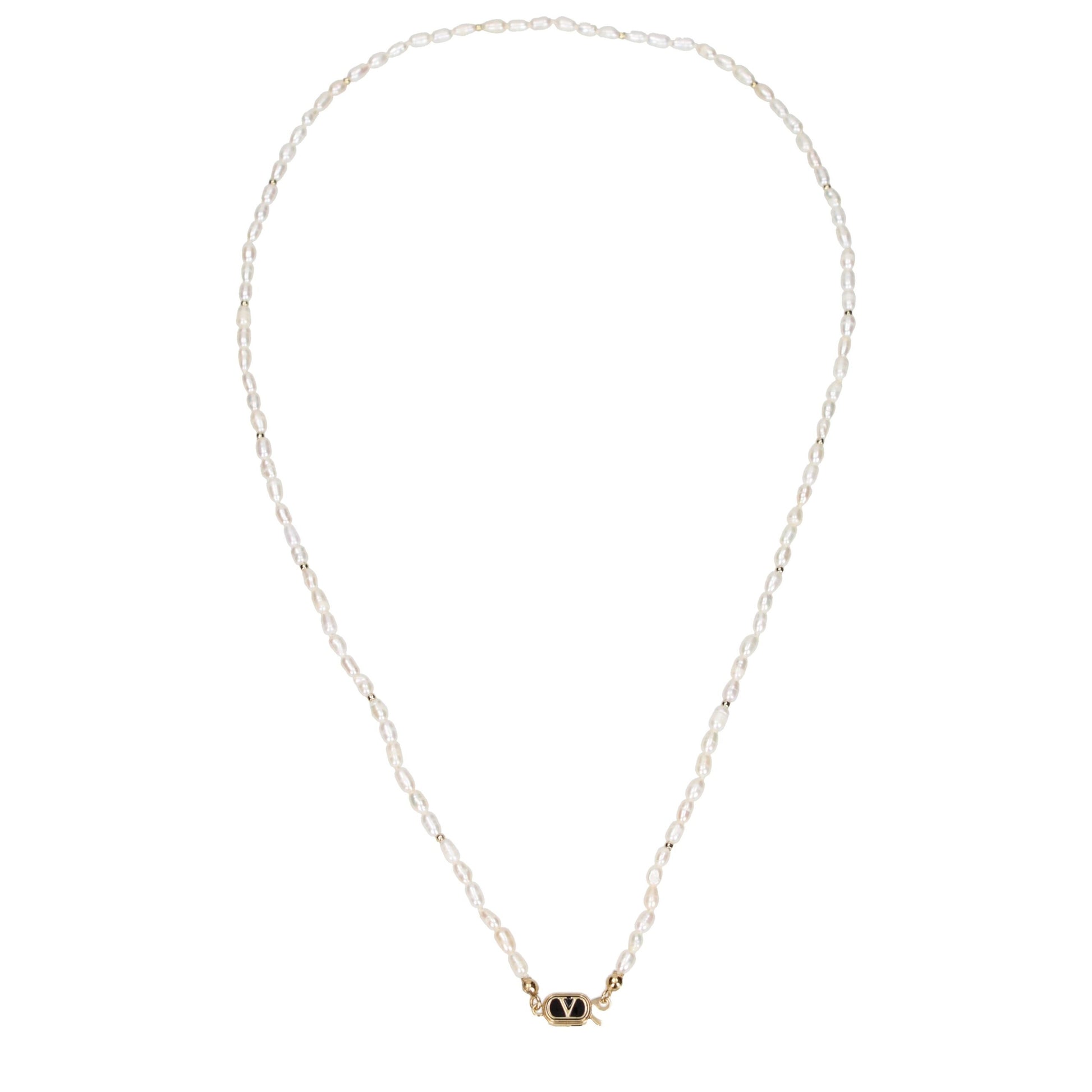 Necklace by Valentino Garavani for women in silk white showcases a dynamic silhouette, artfully highlighting the from the Women's Metal Necklace collection for a dynamic aesthetic.