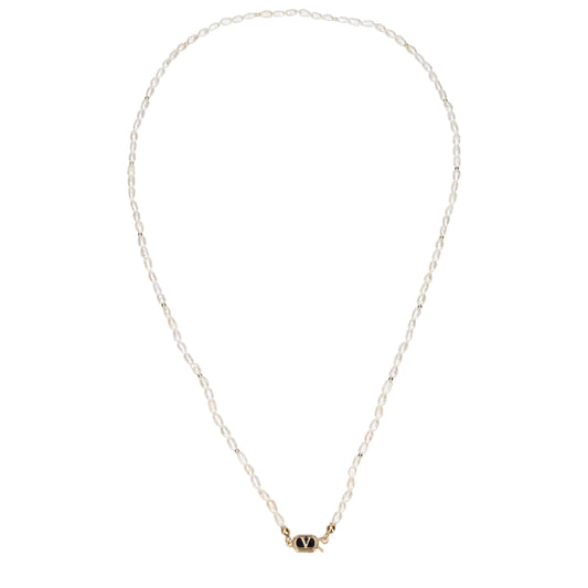 Necklace by Valentino Garavani for women in silk white showcases a dynamic silhouette, artfully highlighting the from the Women's Metal Necklace collection for a dynamic aesthetic.