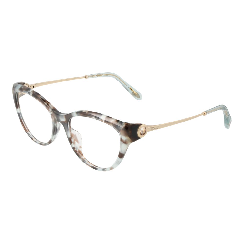 Eyeglasses Frames by Chopard for women in cellulose acetate black showcases a reflective silhouette, artfully incorporating a sophisticated black coloured frame with a distinct full-frame frame design.