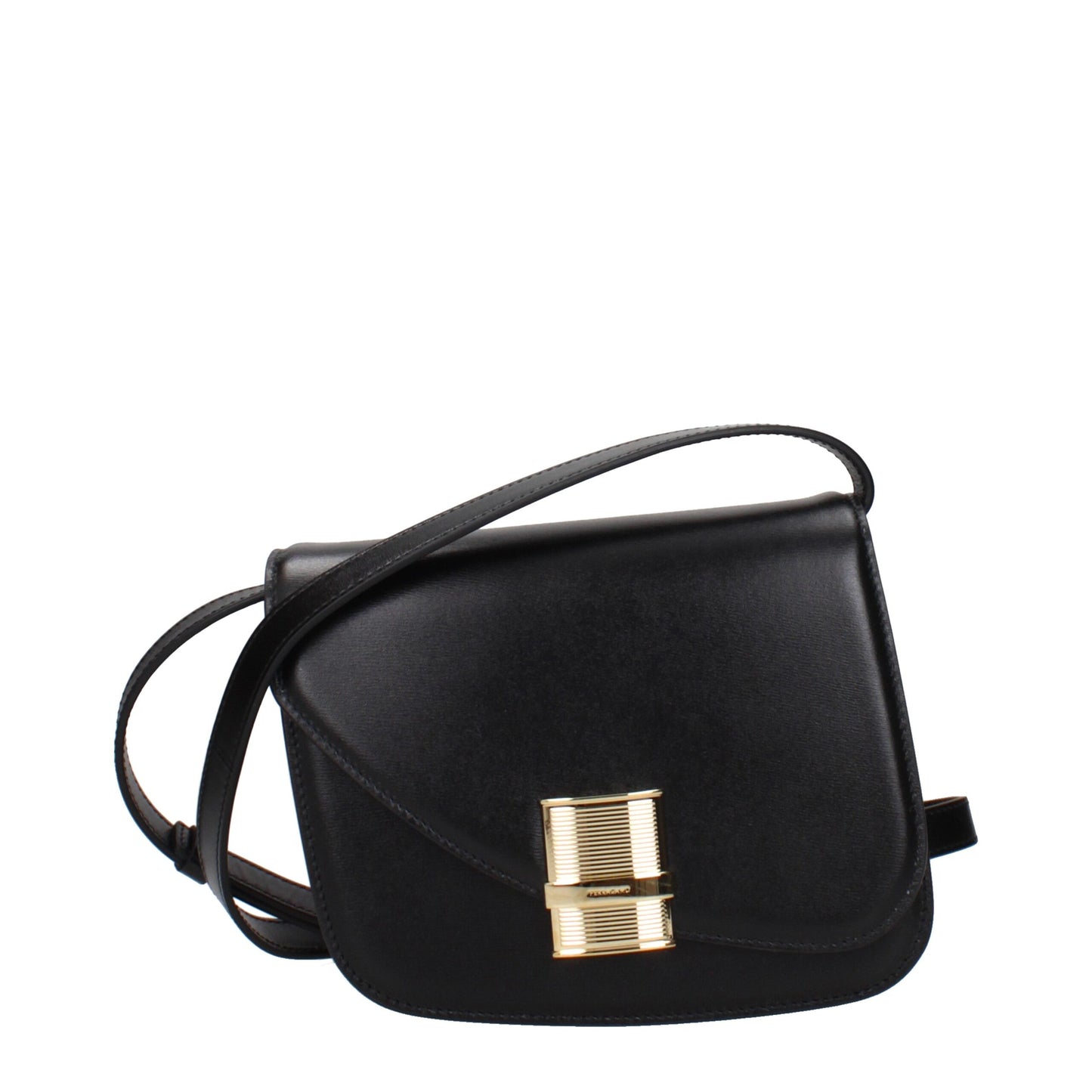 Crossbody Handbag by Salvatore Ferragamo for women in leather black features a multifaceted silhouette, showcasing a secure and multifaceted with versatile crossbody-strap & adjustable-strap for multifaceted style.