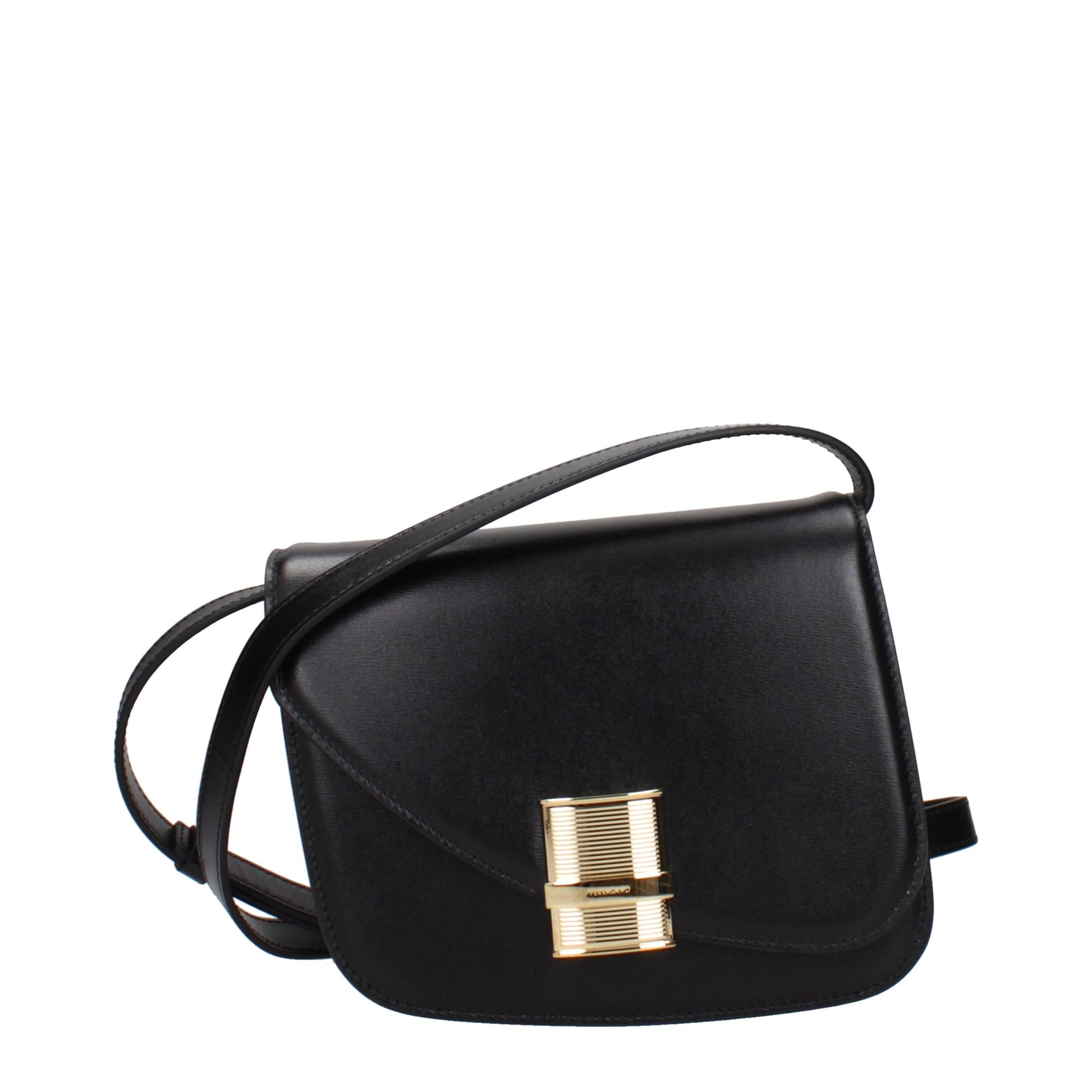Crossbody Handbag by Salvatore Ferragamo for women in leather black features a multifaceted silhouette, showcasing a secure and multifaceted with versatile crossbody-strap & adjustable-strap for multifaceted style.