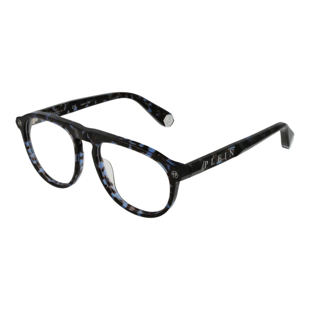 Eyeglasses Frames by Philipp Plein for men in blue showcases a reflective silhouette, artfully incorporating a sophisticated blue coloured frame with a distinct full-frame frame design.