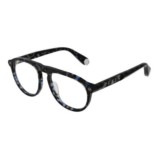 Eyeglasses Frames by Philipp Plein for men in blue showcases a reflective silhouette, artfully incorporating a sophisticated blue coloured frame with a distinct full-frame frame design.