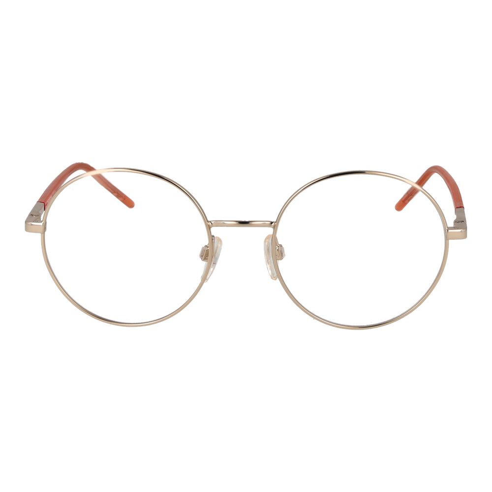 Eyeglasses Frames by Love Moschino for women in metal gold showcases a refined full-frame frame design with a refined gold coloured frame finish for a refined and sophisticated look.