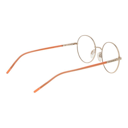 Eyeglasses Frames by Love Moschino for women in metal gold showcases a reflective silhouette, artfully incorporating a sophisticated gold coloured frame with a distinct full-frame frame design.