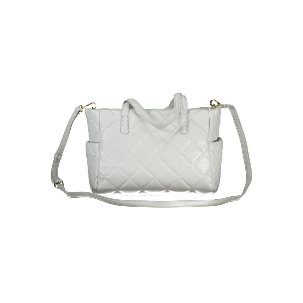 Handbag by Mario Valentino for women in polyethylene gray features a refined silhouette, showcasing a secure zipper, organized external-pockets & internal-pockets, and versatile shoulder-strap, adjustable-strap & handle for a refined finish.