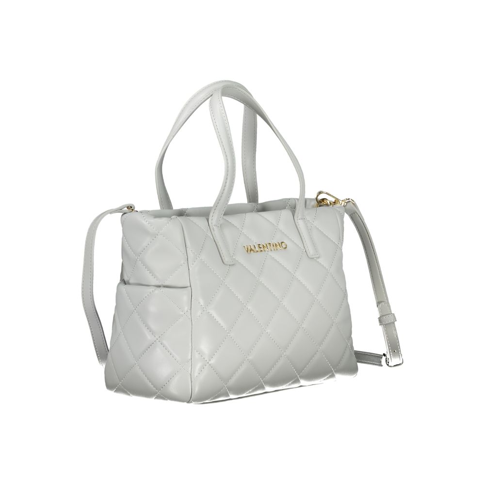 Handbag by Mario Valentino for women in polyethylene gray features a signature silhouette, showcasing a secure zipper and signature external-pockets & internal-pockets with versatile shoulder-strap, adjustable-strap & handle for a sophisticated look.