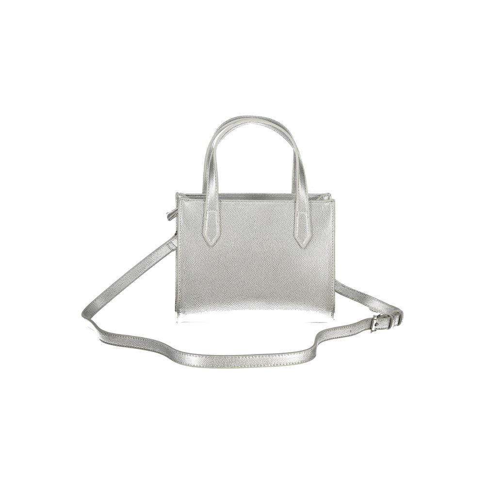 This Evening Handbag by Mario Valentino for women in polyethylene and gray presents a sculptural silhouette featuring a secure zipper, ample internal-pockets, and versatile shoulder-strap, handle & adjustable-strap for a sculptural finish.
