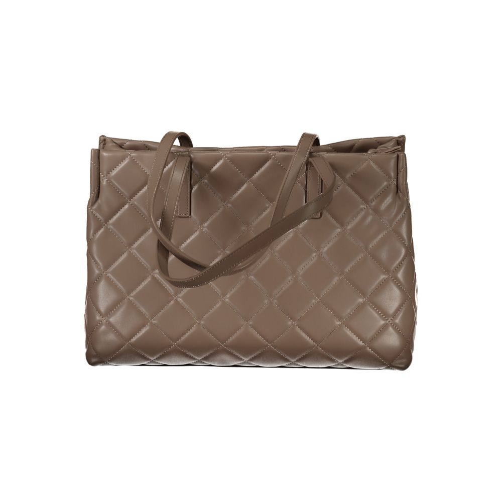 Shoulder Handbag by Mario Valentino for women in polyethylene brown & signature presents a ornamental silhouette, showcasing a secure zipper, ample laptop-compartment, and versatile shoulder-strap & handle for a ornamental finish.