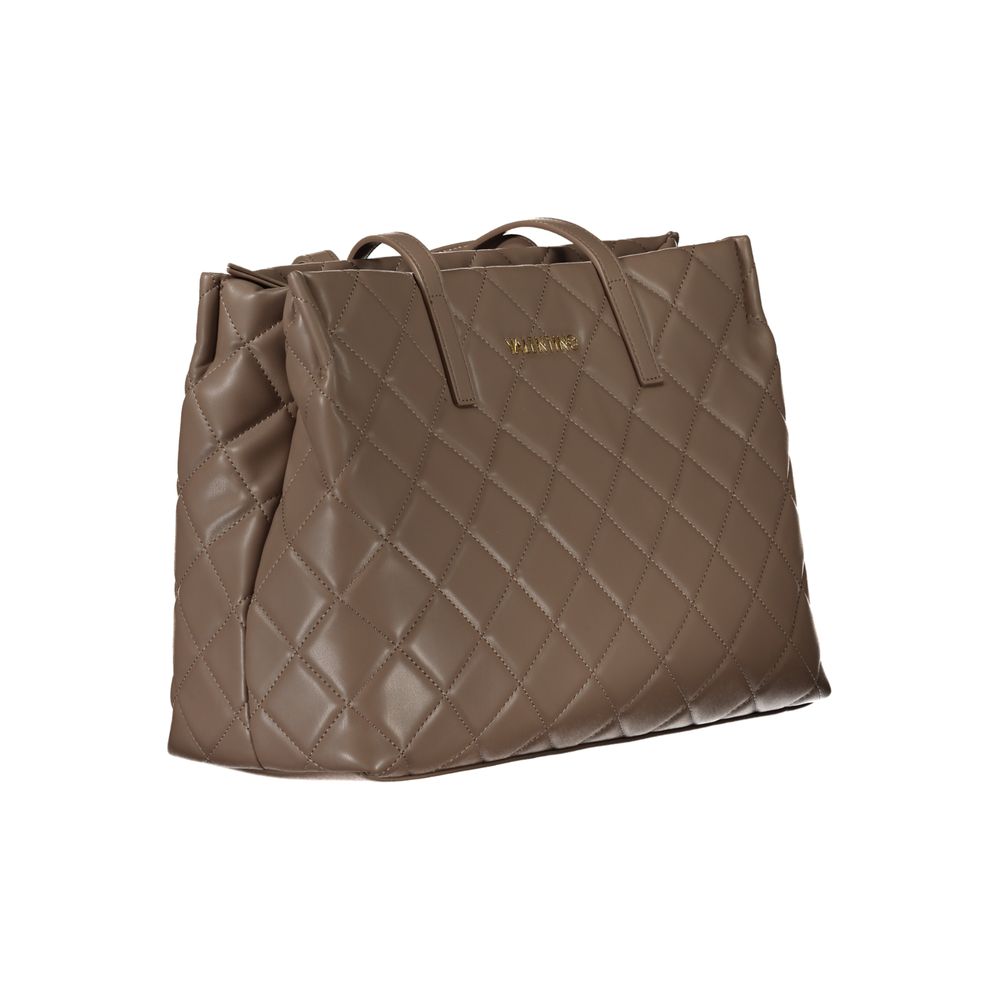 Shoulder Handbag by Mario Valentino for women in polyethylene brown & signature features a signature silhouette, showcasing a secure zipper and signature laptop-compartment with versatile shoulder-strap & handle for a sophisticated look.