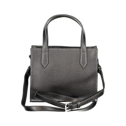 Handbag by Mario Valentino for women in polyethylene gray features an refined silhouette, showcasing a secure zipper, ample internal-pockets, and versatile shoulder-strap, adjustable-strap & handle for a sophisticated refined aesthetic.