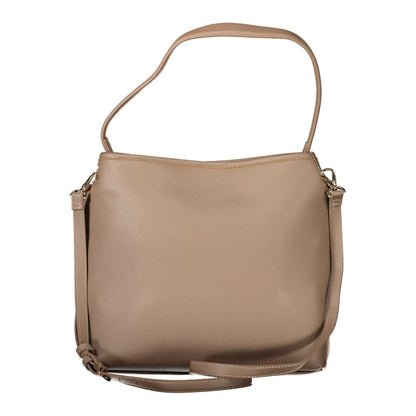 2-in-1 Shoulder & Crossbody Pouch Handbag by Mario Valentino for women in polyethylene brown features a refined silhouette, showcasing a secure snap, organized removable-pouch, and versatile crossbody-strap, shoulder-strap, adjustable-strap, detachable-strap & handle for a refined finish.