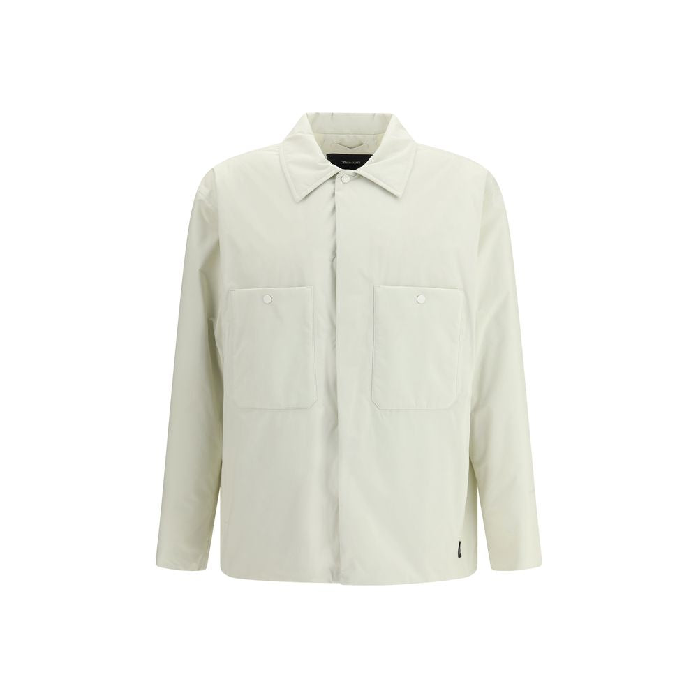 Overcoat by LAMINAR for men in nylon cream & ivory features an satoral silhouette, showcasing a sophisticated and satoral pockets & insulated for a premium, timeless look.
