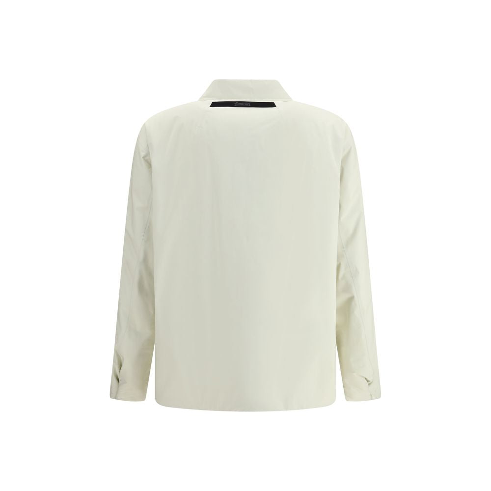 Overcoat by LAMINAR for men in nylon cream & ivory showcases a enveloping silhouette, detailed with distinctive pockets & insulated and a enveloping .
