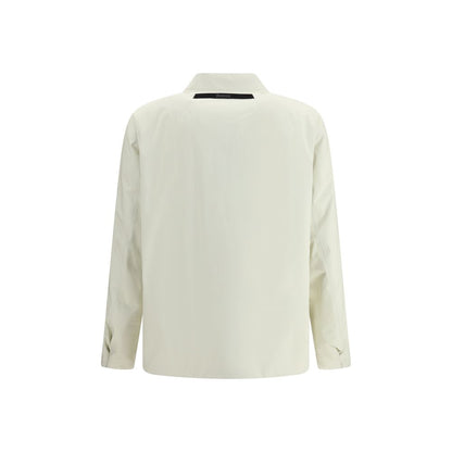 Overcoat by LAMINAR for men in nylon cream & ivory showcases a enveloping silhouette, detailed with distinctive pockets & insulated and a enveloping .