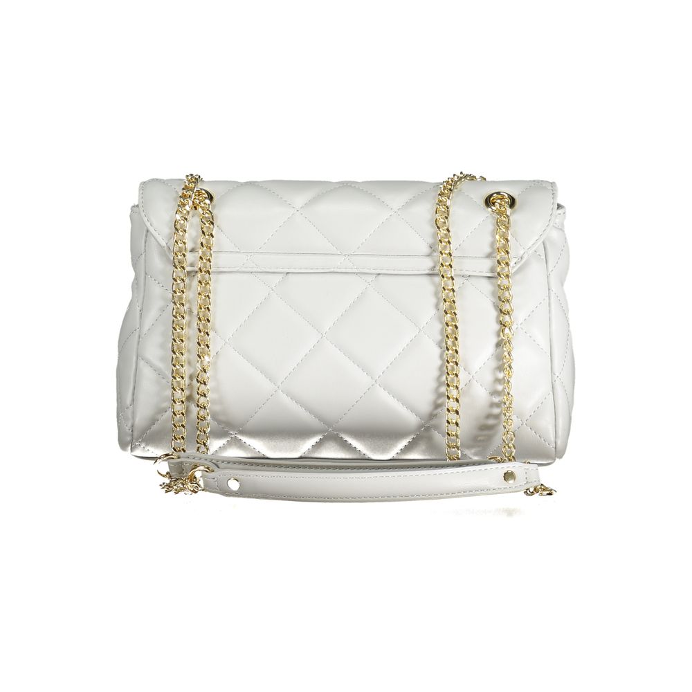 Handbag by Mario Valentino for women in polyethylene gray features a ornamental silhouette, showcasing a secure snap & zipper, ample internal-pockets, and ornamental handle for a sophisticated look.