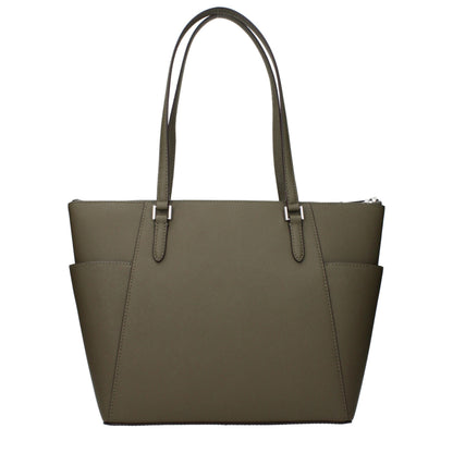 Shoulder Bag by Michael Kors for women in leather green features a statuesque silhouette, showcasing a secure and statuesque with versatile shoulder-strap for a statuesque finish.