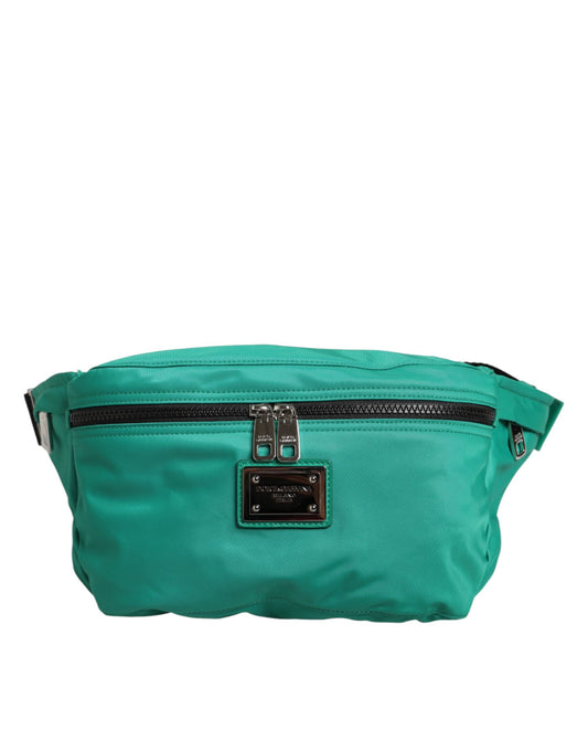 Fanny Pack Belt Bag by Dolce & Gabbana for men in calf leather & polyamide blue & green features a jet-setting Calf Leather Polyamide Fanny Pack Belt Bag design, showcasing a secure zipper with ample built-in-compartments and versatile adjustable-strap & belt-strap for a jet-setting finish.