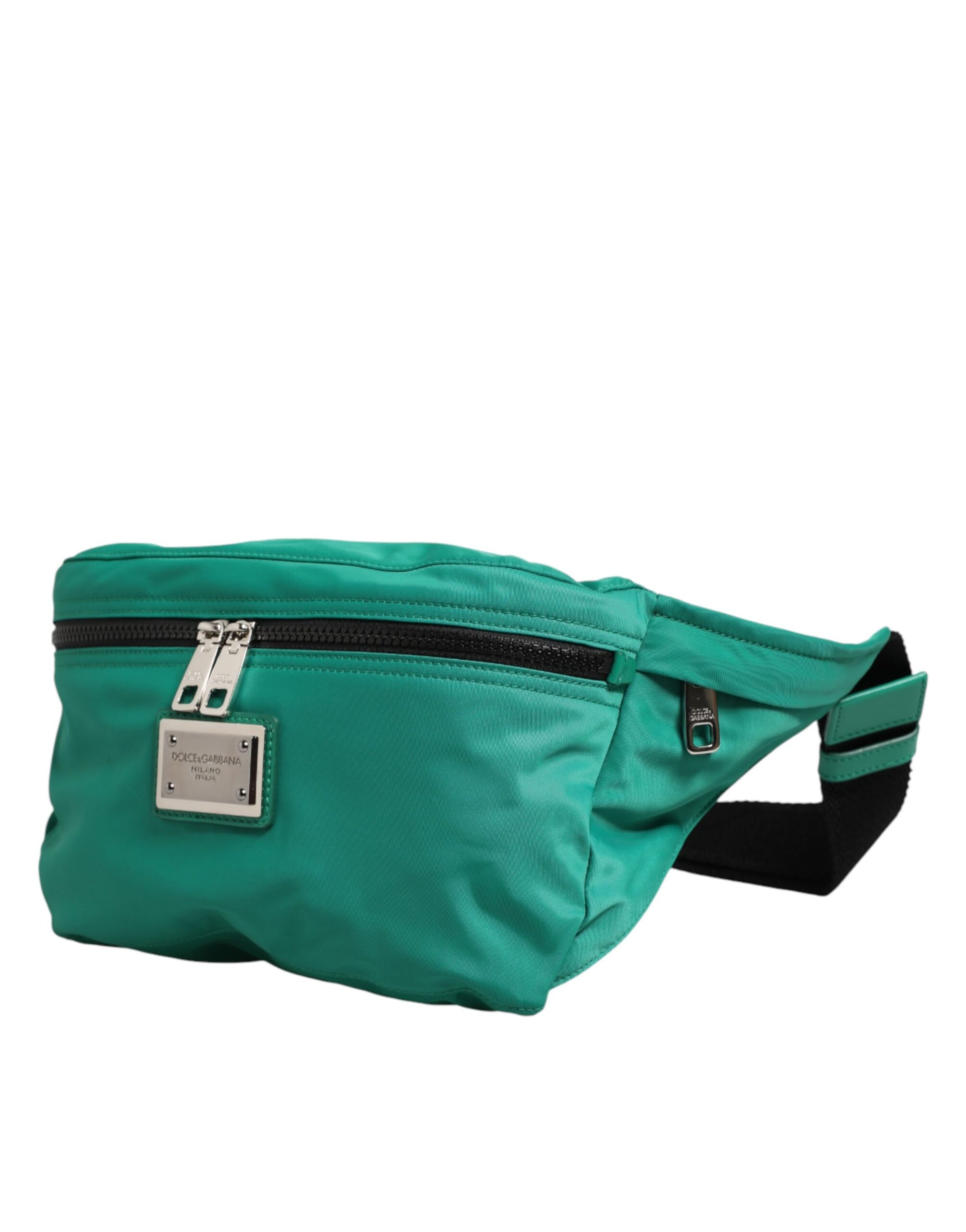 Fanny Pack Belt Bag by Dolce & Gabbana for men in calf leather & polyamide blue & green features a jet-setting Calf Leather Polyamide Fanny Pack Belt Bag design, showcasing a secure zipper with ample built-in-compartments and versatile adjustable-strap & belt-strap for a jet-setting finish.