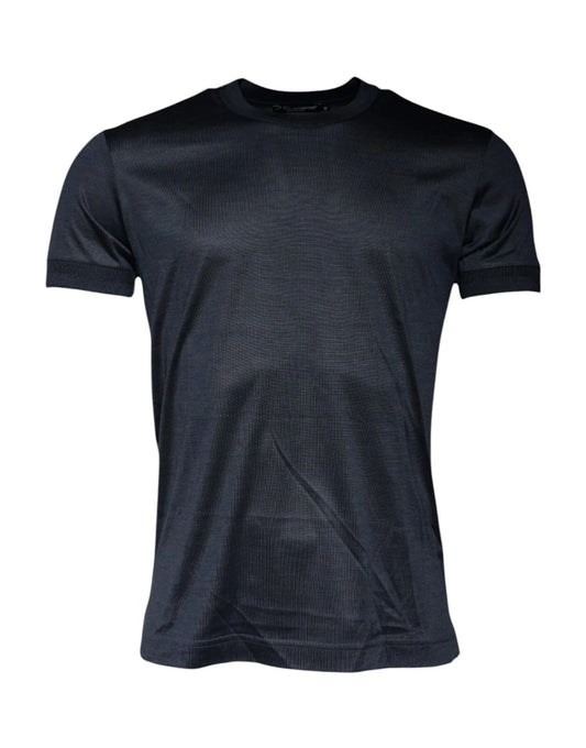 Dolce & Gabbana Men's Regular Fit Short-Sleeve Crew Neck Silk T-Shirt - Blue