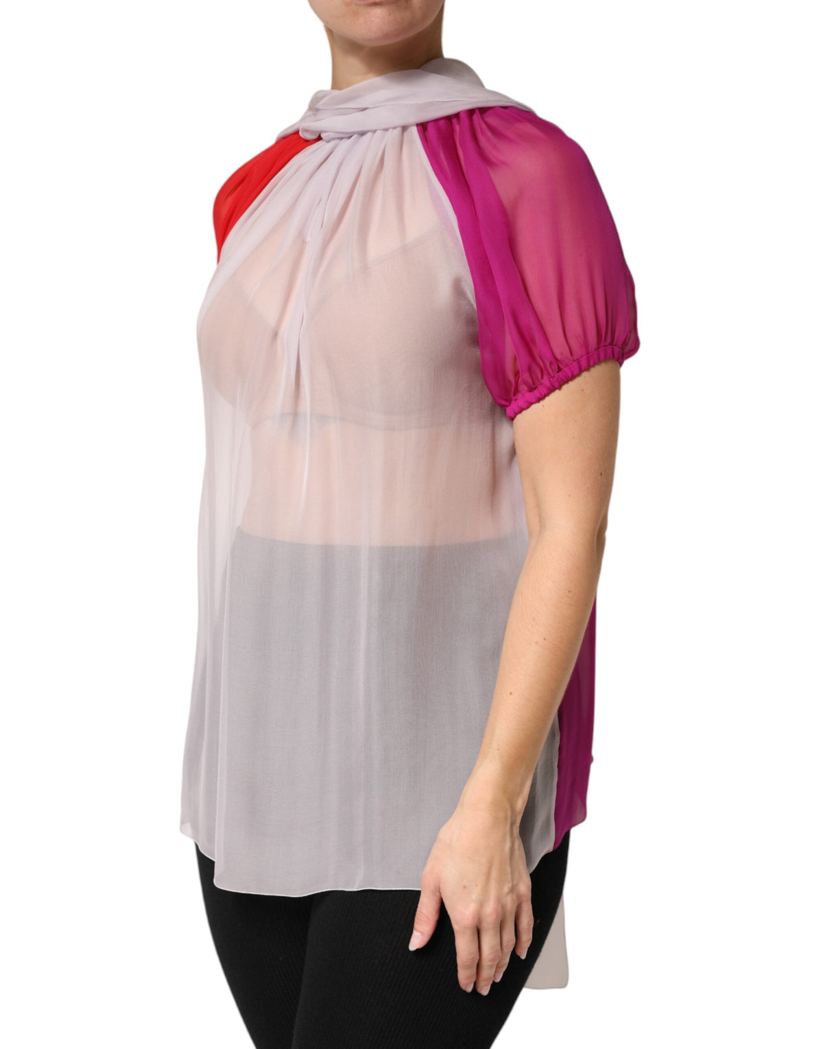 Dolce & Gabbana Women's Relaxed Fit Short-Sleeve Silk Blouse - Multicolor Patterned Signature
