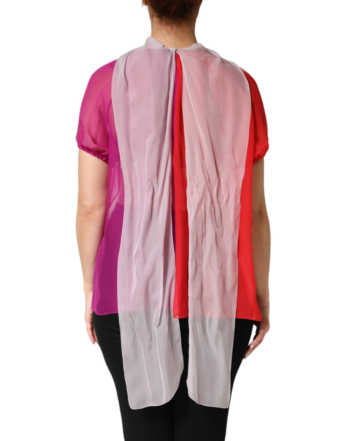 Dolce & Gabbana Women's Relaxed Fit Short-Sleeve Silk Blouse - Multicolor Patterned Signature