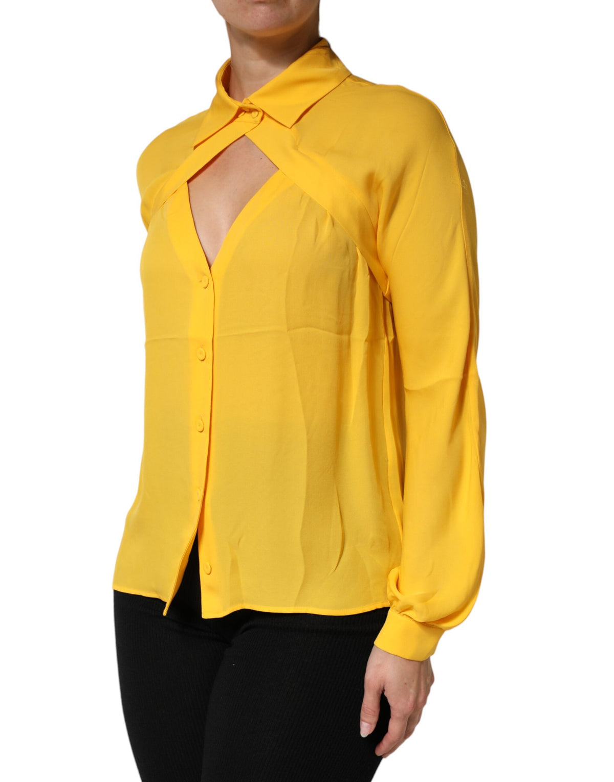 Moschino Couture Women's Long-Sleeve Silk Blouse - Yellow