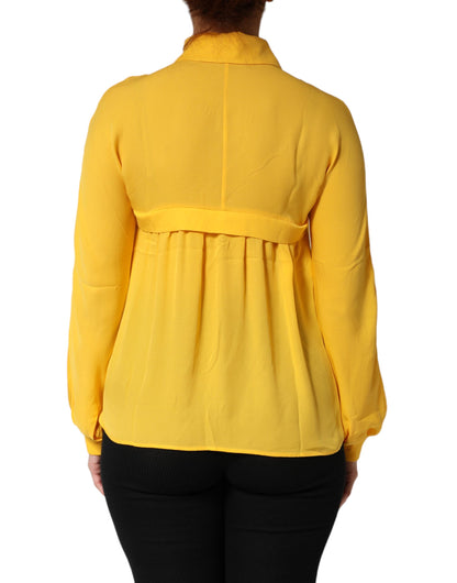 Moschino Couture Women's Long-Sleeve Silk Blouse - Yellow
