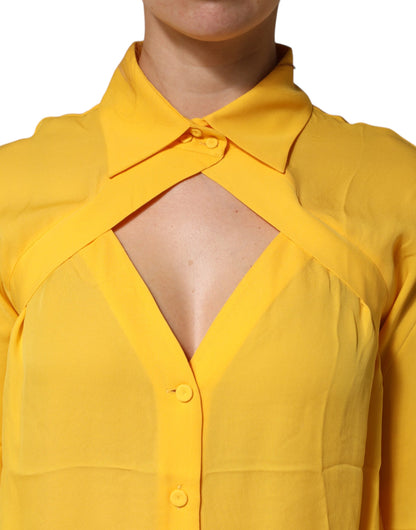 Moschino Couture Women's Long-Sleeve Silk Blouse - Yellow