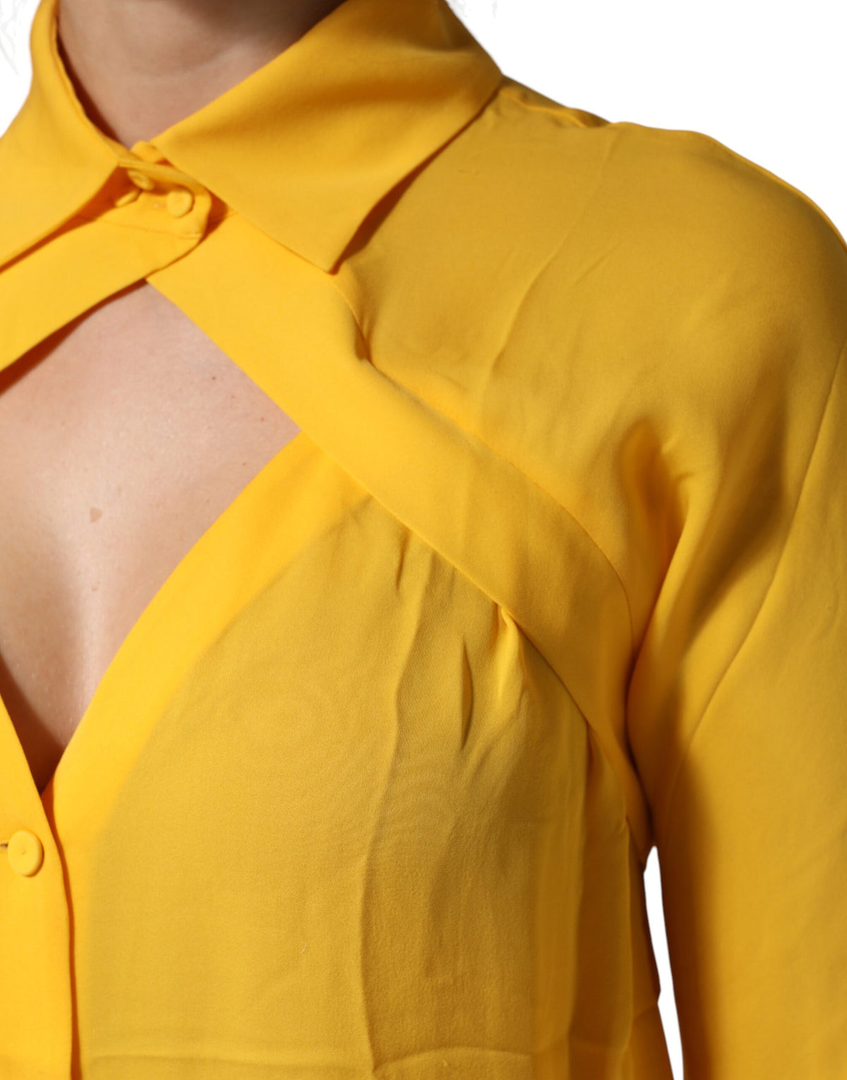 Moschino Couture Women's Long-Sleeve Silk Blouse - Yellow