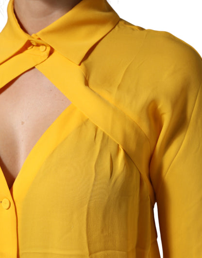 Moschino Couture Women's Long-Sleeve Silk Blouse - Yellow