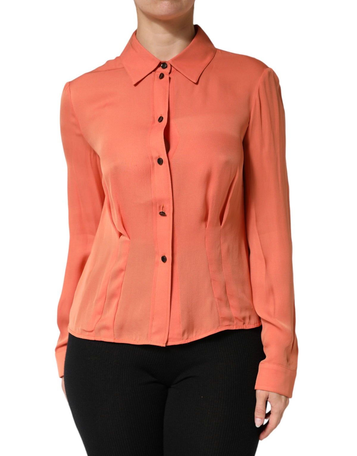 Emporio Armani Women's Long-Sleeve Silk Blouse - Orange