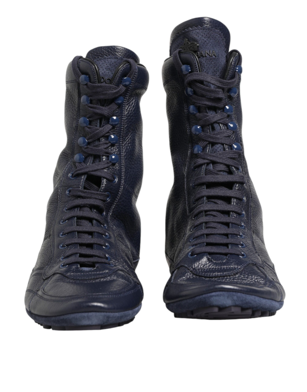 Dolce & Gabbana Men's Calf Leather Lace-Up Mid-Calf Boots - Dark Blue