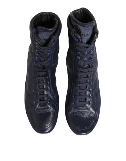 Dolce & Gabbana Men's Calf Leather Lace-Up Mid-Calf Boots - Dark Blue