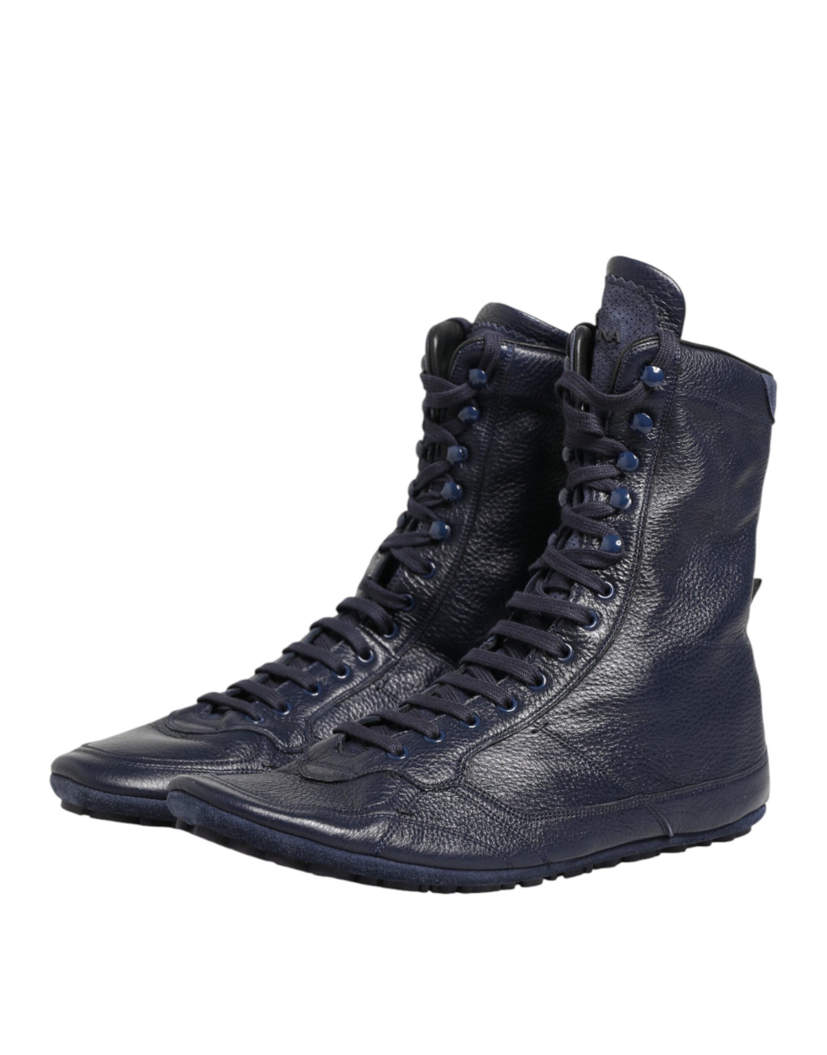 Dolce & Gabbana Men's Calf Leather Lace-Up Mid-Calf Boots - Dark Blue